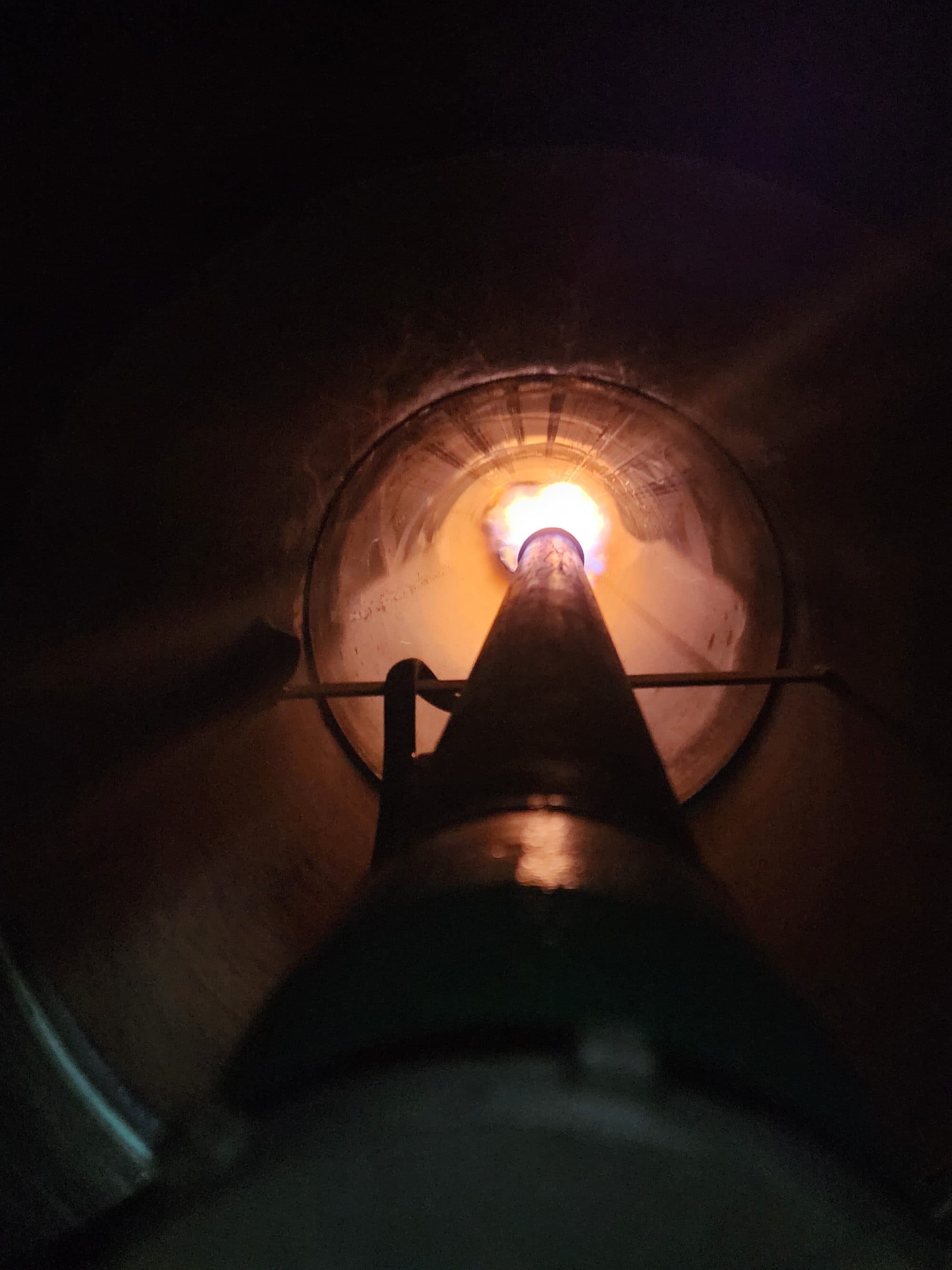 View inside a heater-treater firebox during a ROS service call